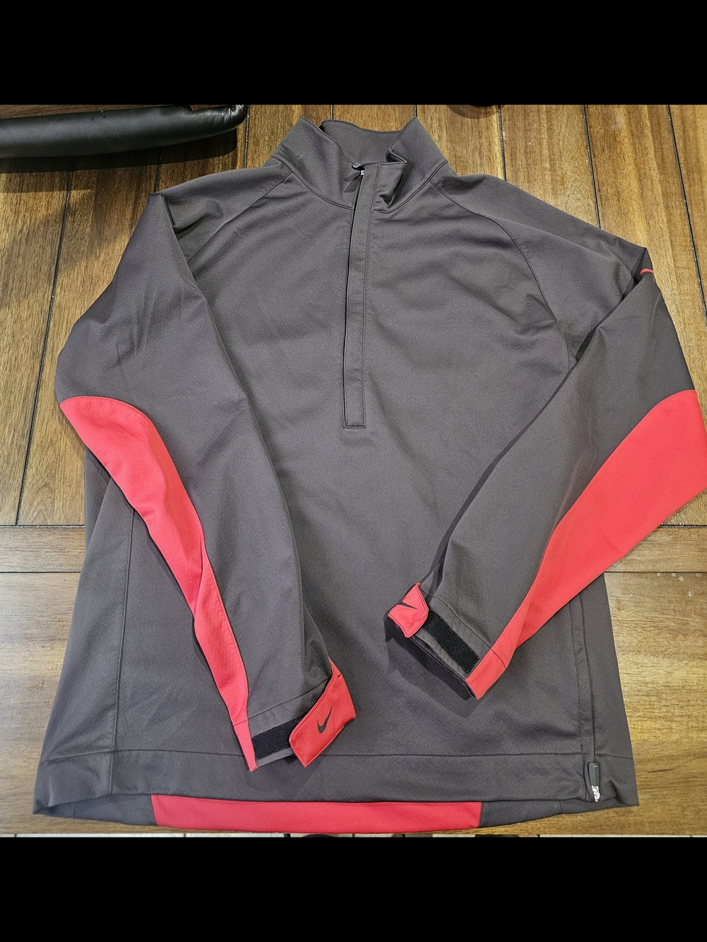 Nike Black and Red Quarter-Zip Pullover